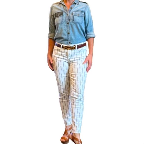 RACHEL RACHEL ROY Women’s Aztec Print Zip Cuff Skinny Jeans White Size 29 - Picture 2 of 12
